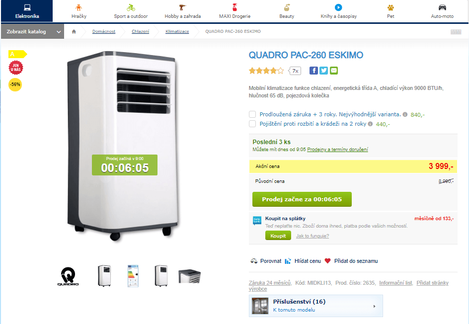 Mobilní klimatizace QUADRO PAC-260