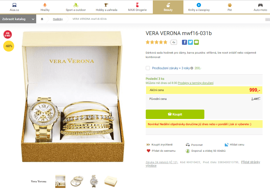 Dárková sada hodinky, náramky Vera Verona