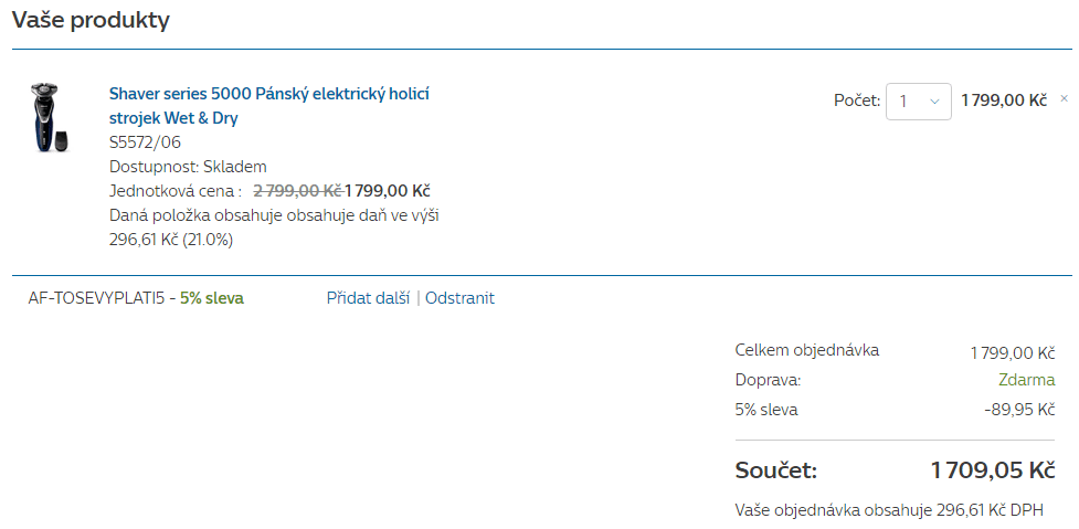 Elektrický holicí strojek Philips S5572/06