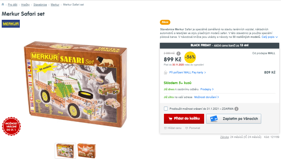 Stavebnice Merkur safari set, 765 dílků