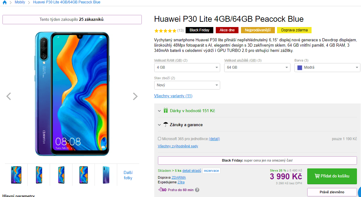 Huawei, 8x 2,2GHz, 4GB RAM, 6,15", NFC