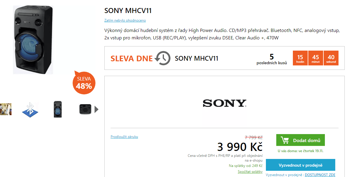 Party repro SONY, 60cm, 470W, BT, NFC