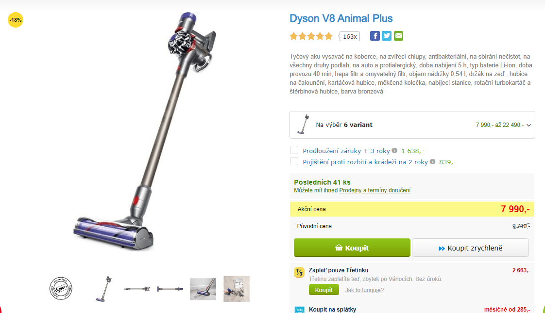 AKU tyčový vysavač Dyson V8 Animal+