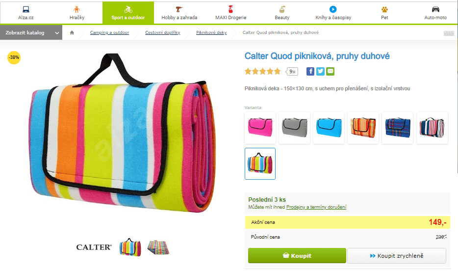 Pikniková deka Calter 150×130 cm