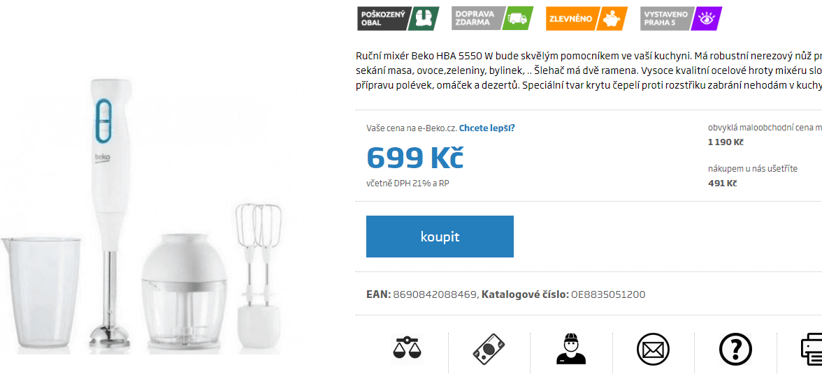 Tyčový mixér Beko HBA 5550 W