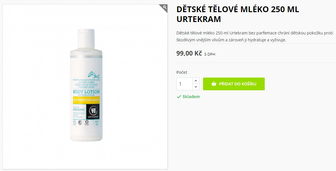 Dětské tělové mléko 250 ml Urtekram