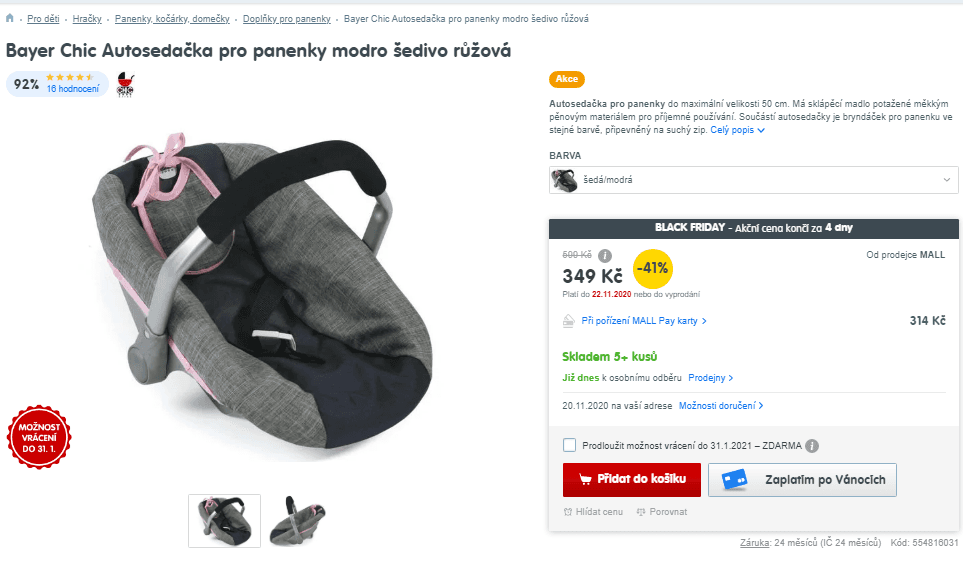 Autosedačka pro panenky Bayer Chic