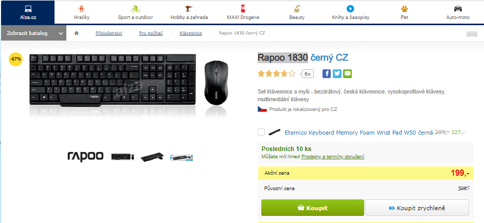 BT set klávesnice a myši Rapoo CZ