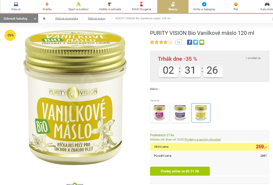 Vanilkové máslo Bio Purity Vision 120 ml