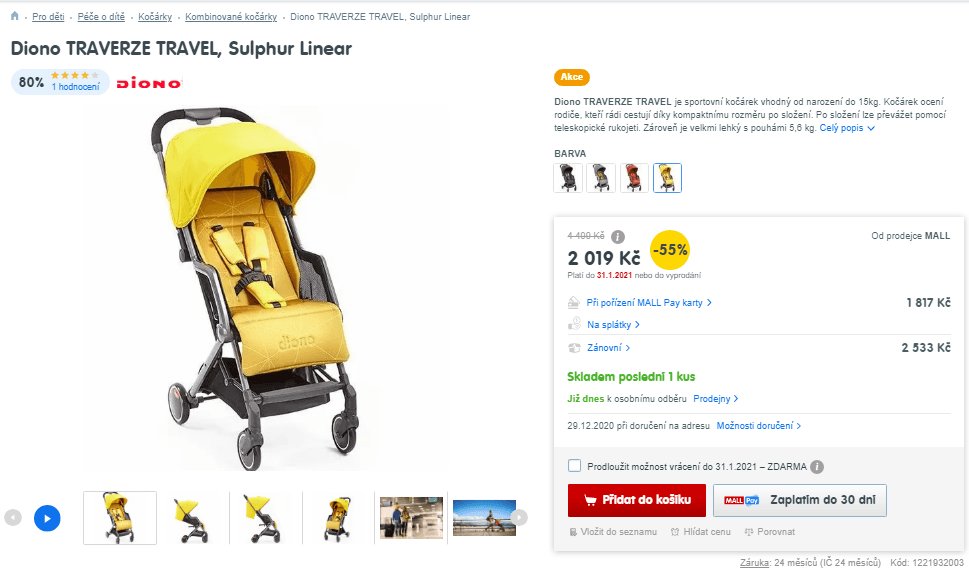 Sportovní kočárek Diono Traverze Travel