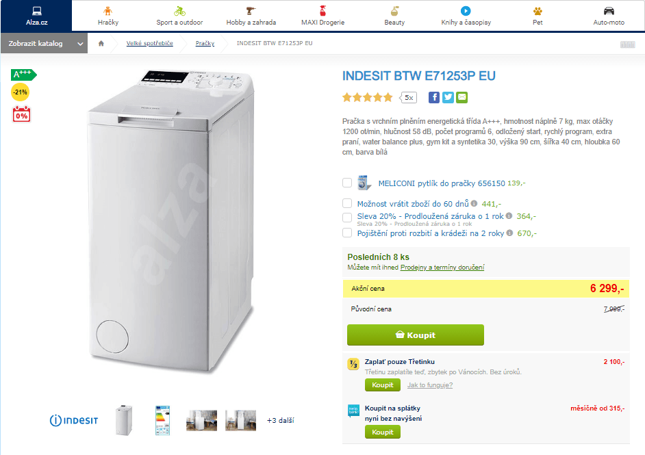 Clone of Pračka Indesit, 7kg, 1200 ot., A+++