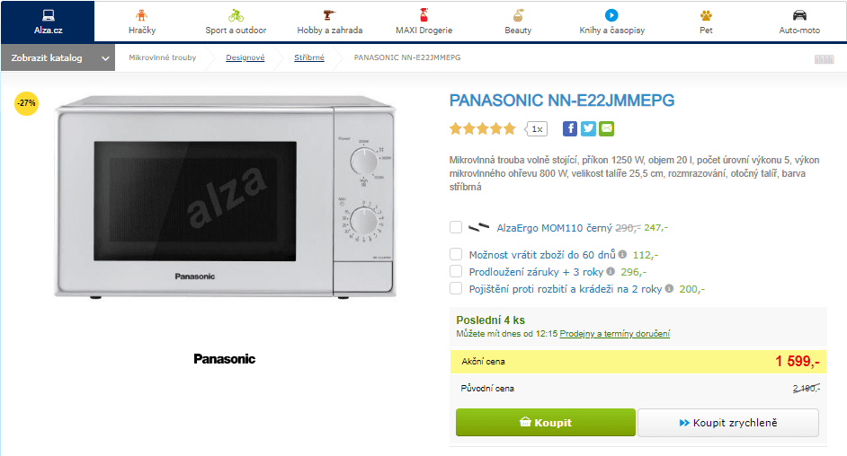 Mikrovlnná trouba Panasonic, 1250 W