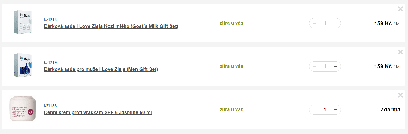 Akce 2+1 zdarma na značku Ziaja