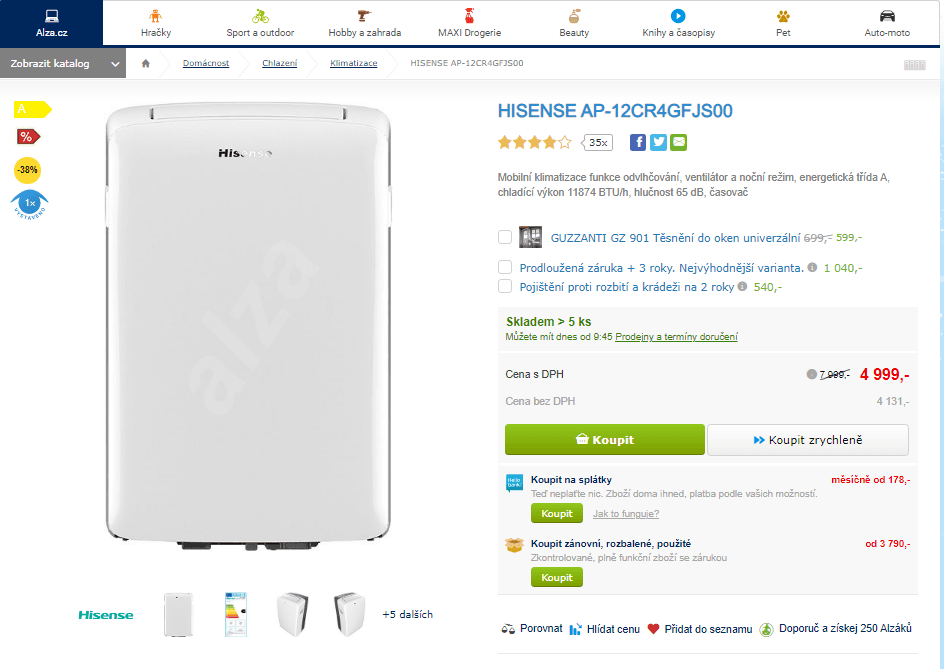 Mobilní klimatizace Hisense, 380 m3