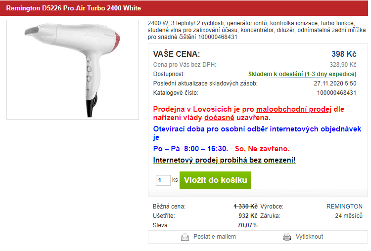 Fén na vlasy Remington D5226 