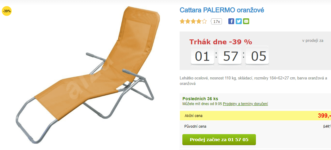 Skládací kempingové lehátko Cattara