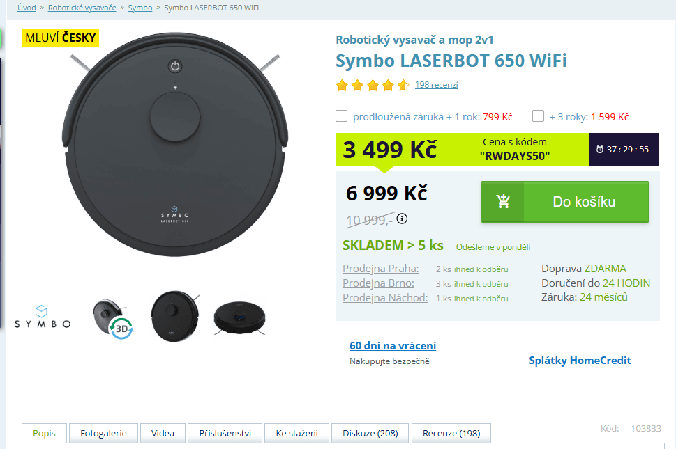 Robo vysavač 2v1 Laserbot 650 WiFi
