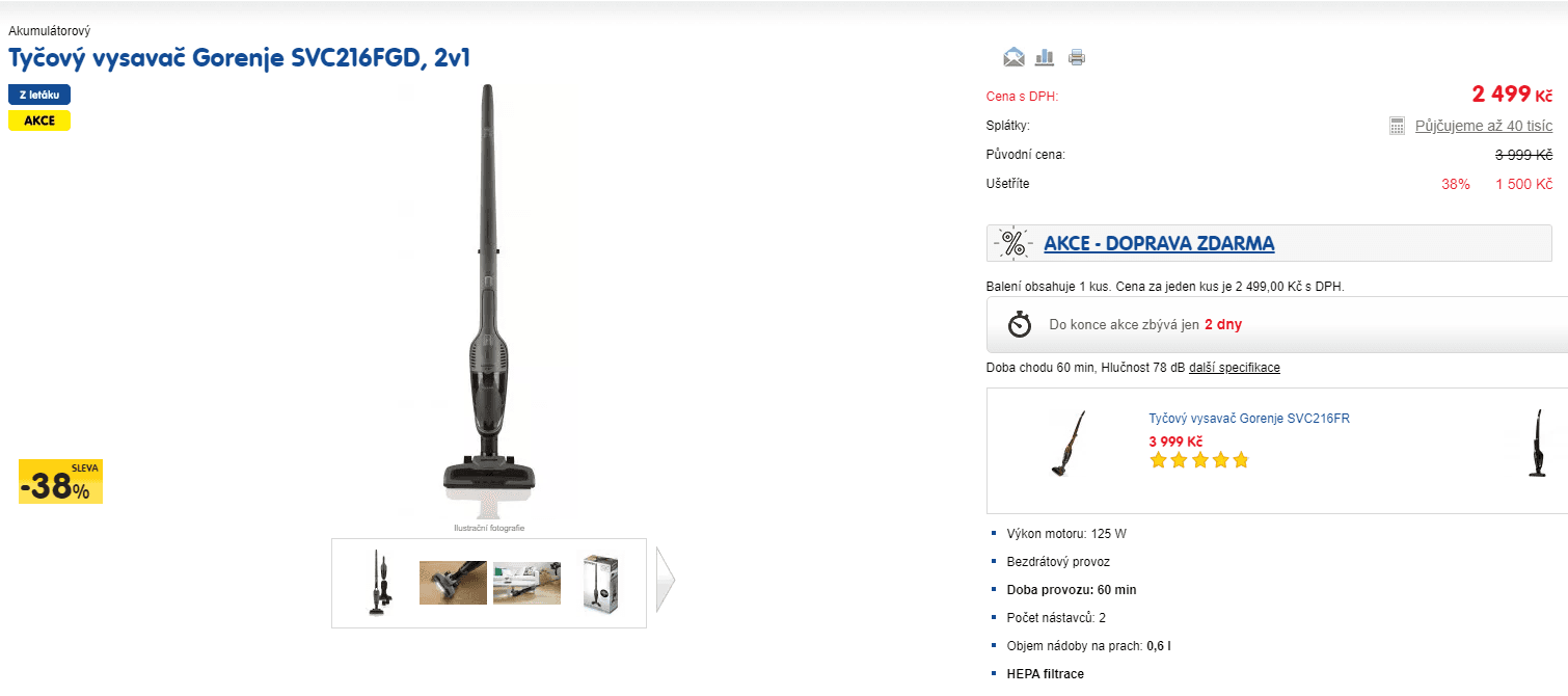 Ruční a tyčový vysavač Gorenje 