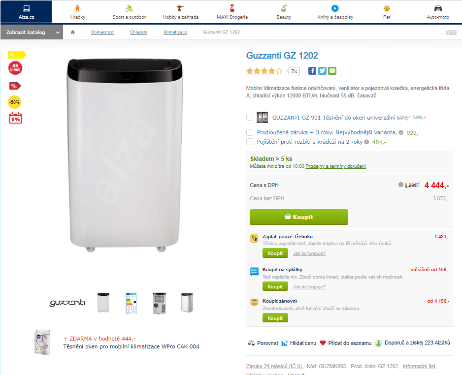 Mobilní klimatizace Guzzanti GZ 1202