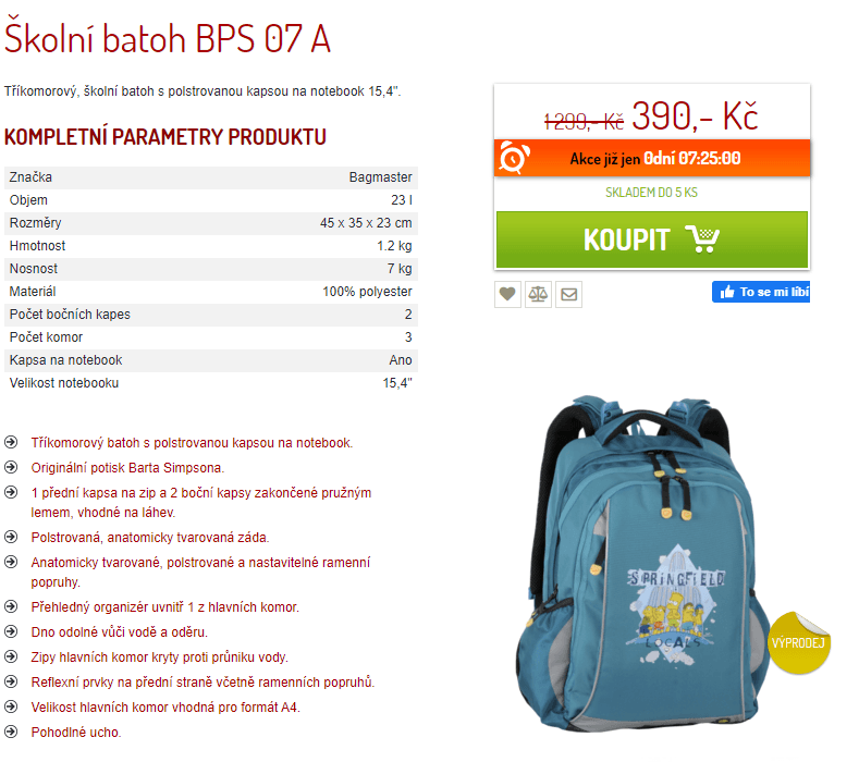 Školní batoh Bagmaster, 2.-5. třída