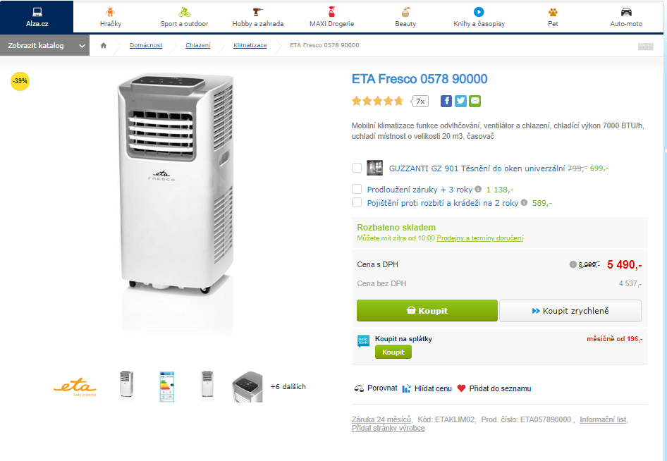 Mobilní klimatizace ETA Fresco 