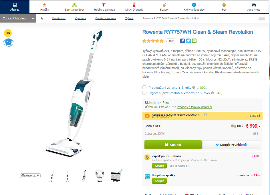 Tyčový vysavač 2v1 Rowenta, cyklon