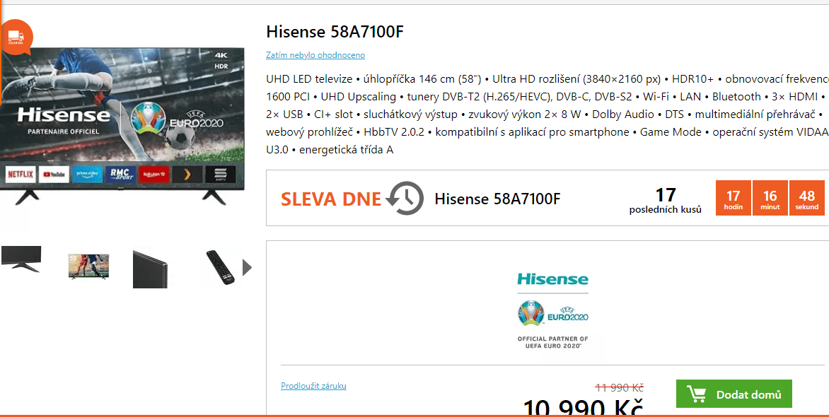 4K Smart TV, 148cm, HDR, Hisense
