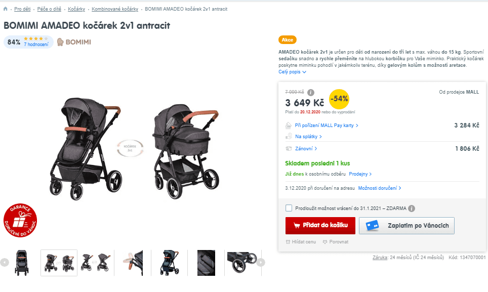 Dětský kočárek 2v1 Bomimi Amadeo