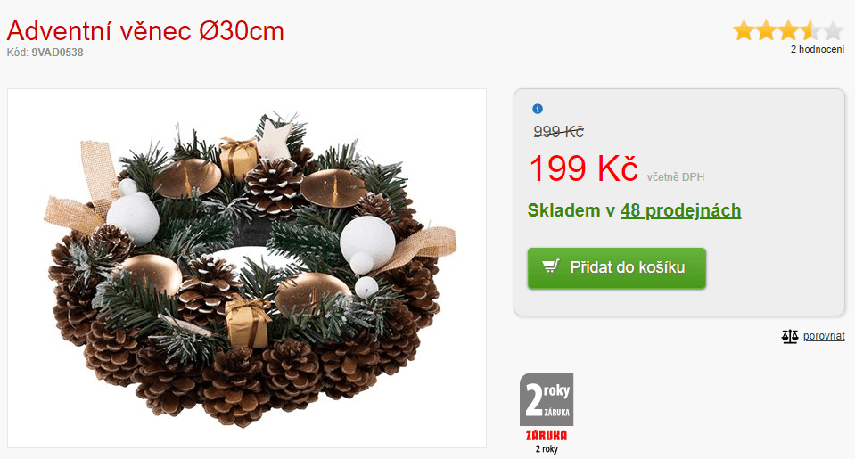 Adventní věnec kulatý 30 cm