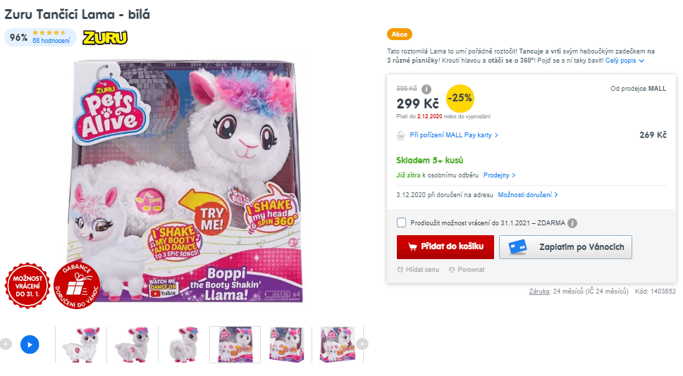 Tančící Lama bílá Zuru Pets Alive