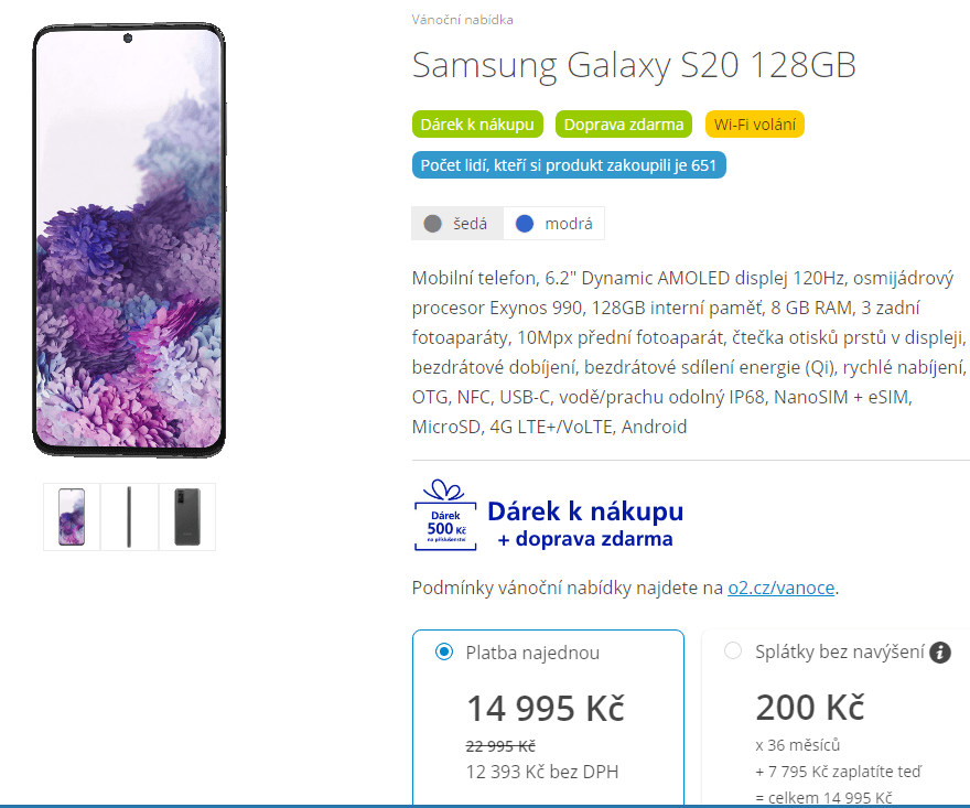 Samsung S20, 8x 2,84GHz, 8GB RAM, 6,2"