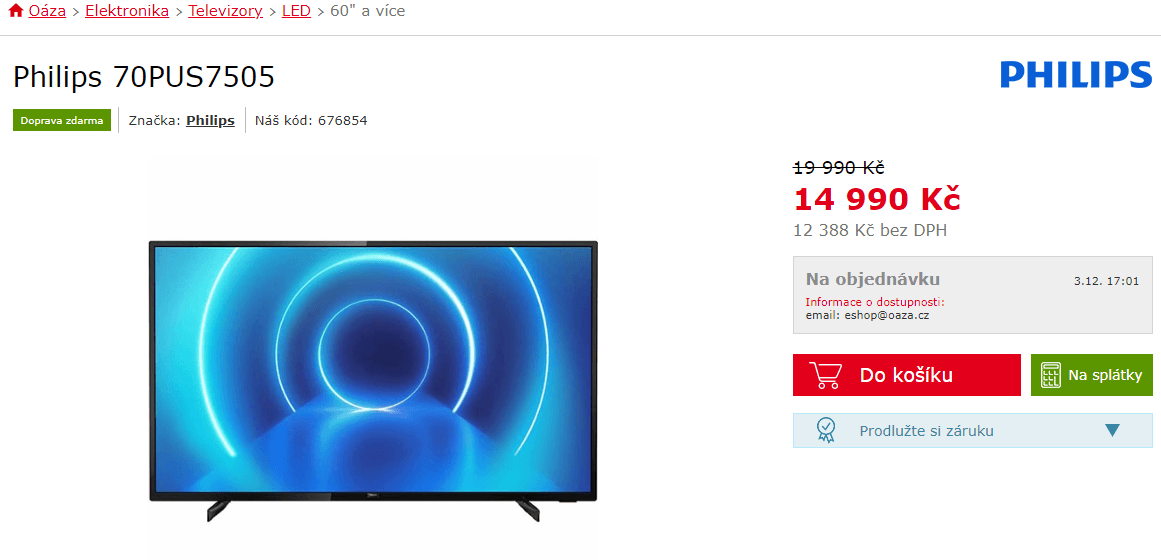 4K Smart TV, 178 cm, HDR, Philips