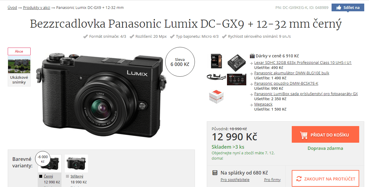 Lumix DC-GX9, 20,3MPx, Wifi + objektiv