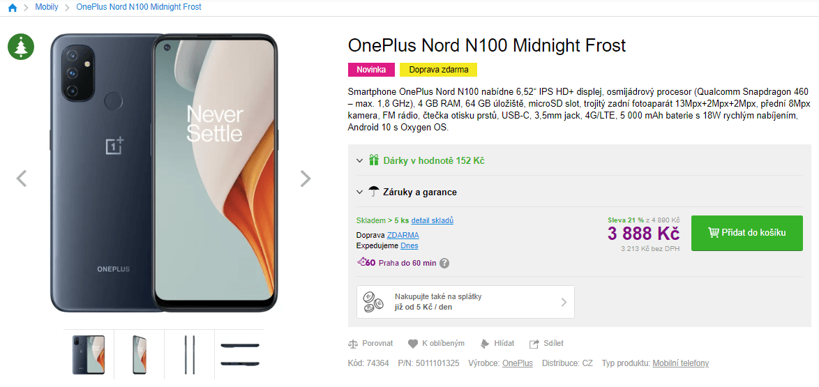 OnePlus, 8x 1,8GHz, 4GB RAM, 6,52"