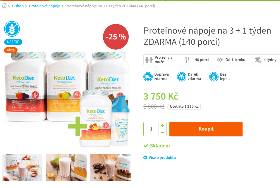 Proteinové nápoje akce 3 + 1 zdarma