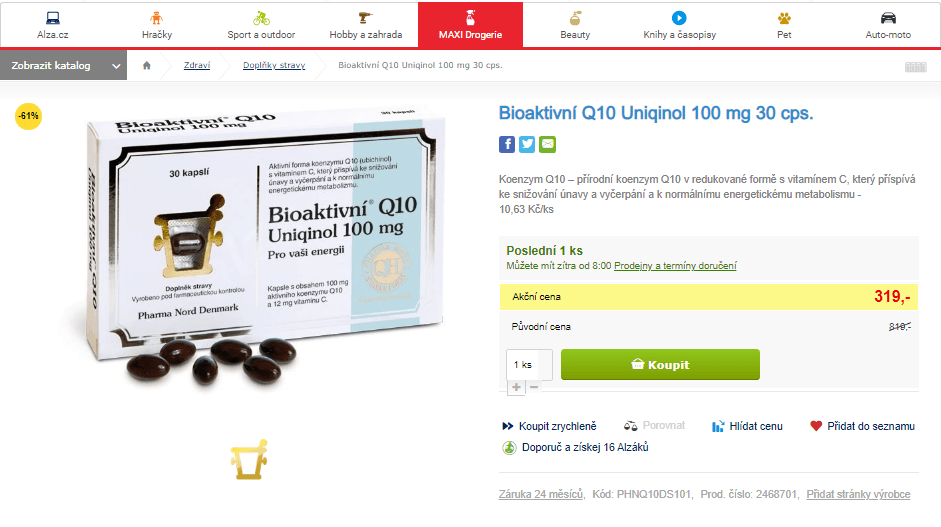 Bioaktivní Koenzym Q10, 30 tablet