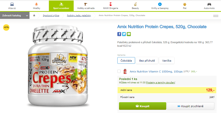 Palačinky proteinové Amix čokoláda 520 g