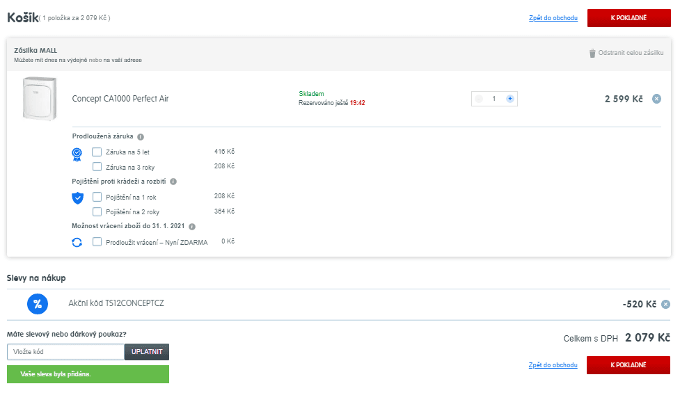 Domácí čistička vzduchu Concept 