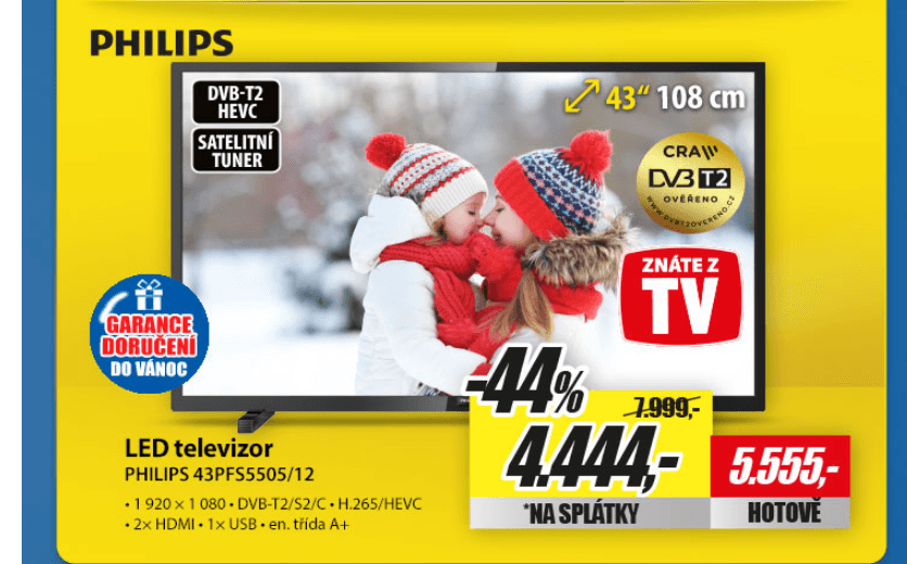 Full HD LED TV, T2, 108cm, Philips