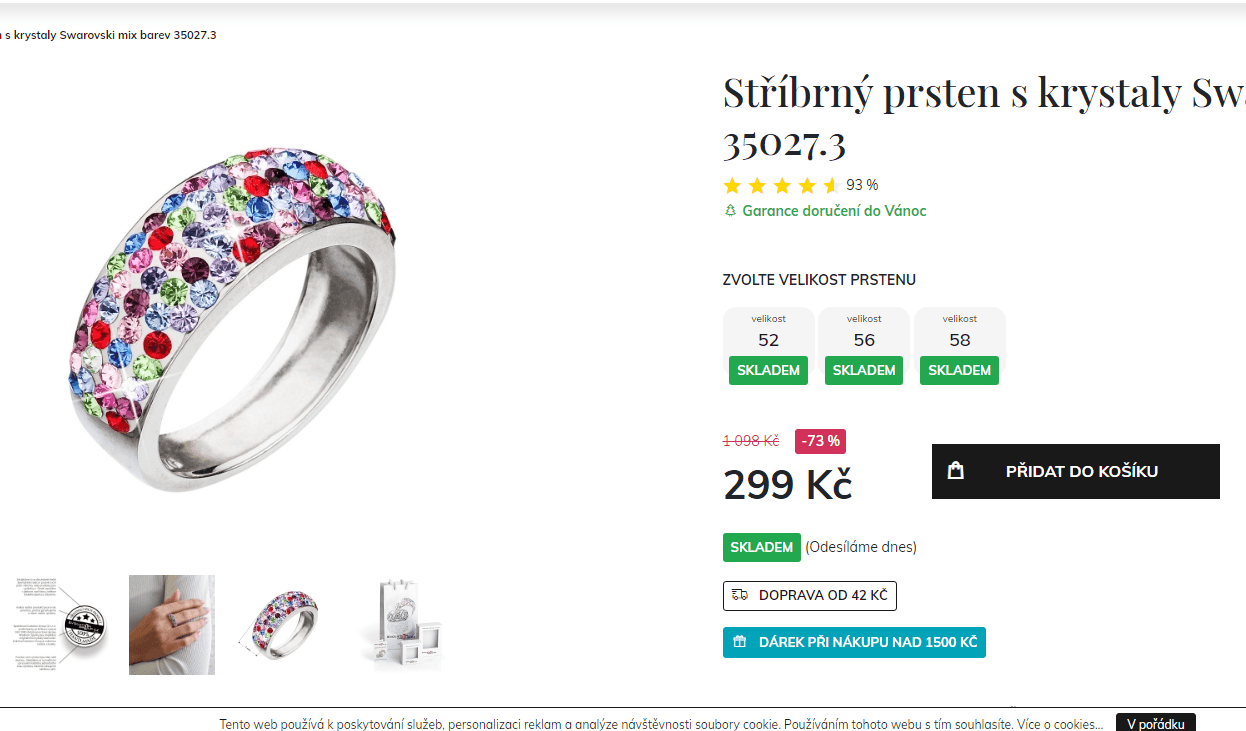 Stříbrný prsten s krystaly Swarovski 