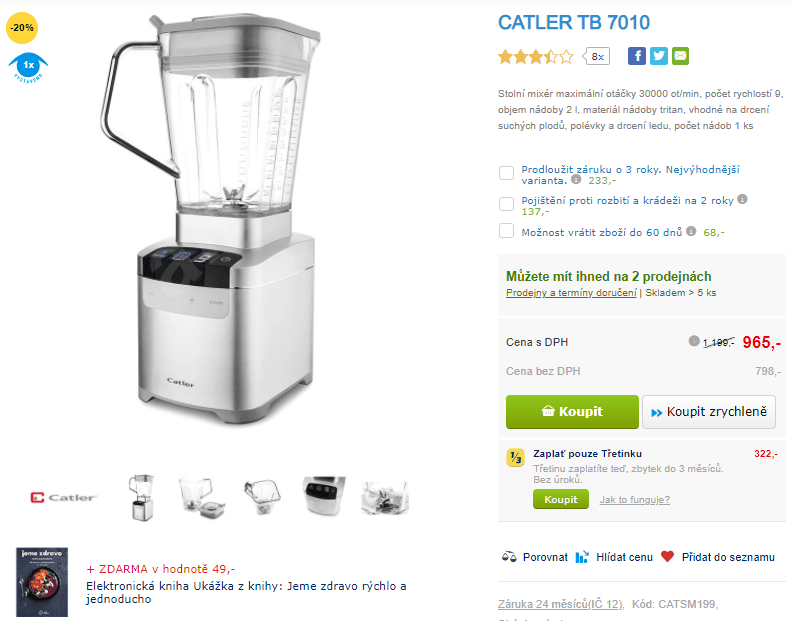 Stolní mixér Catler, 30000 ot., 2 l, tritan