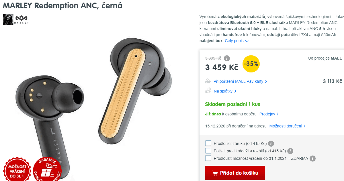 TWC sluchátka Marley Redemption ANC