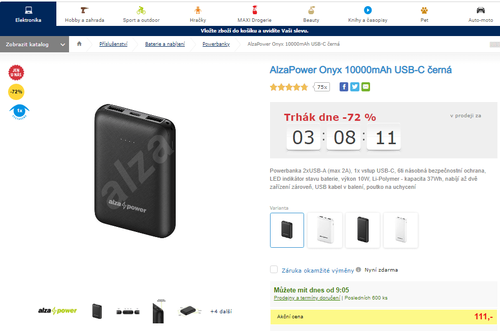 Powerbanka Onyx USB-C 10000mAh