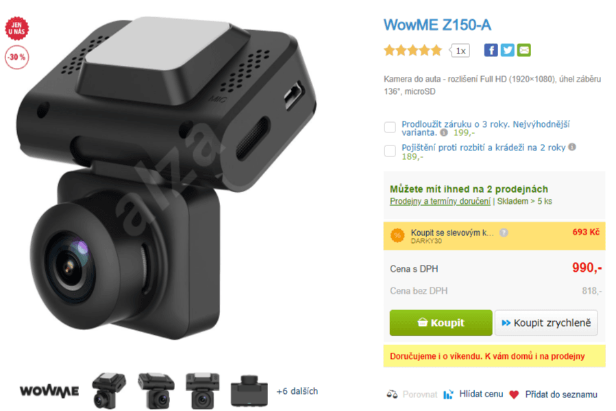Kamera do auta Wowme,full HD, Gsensor