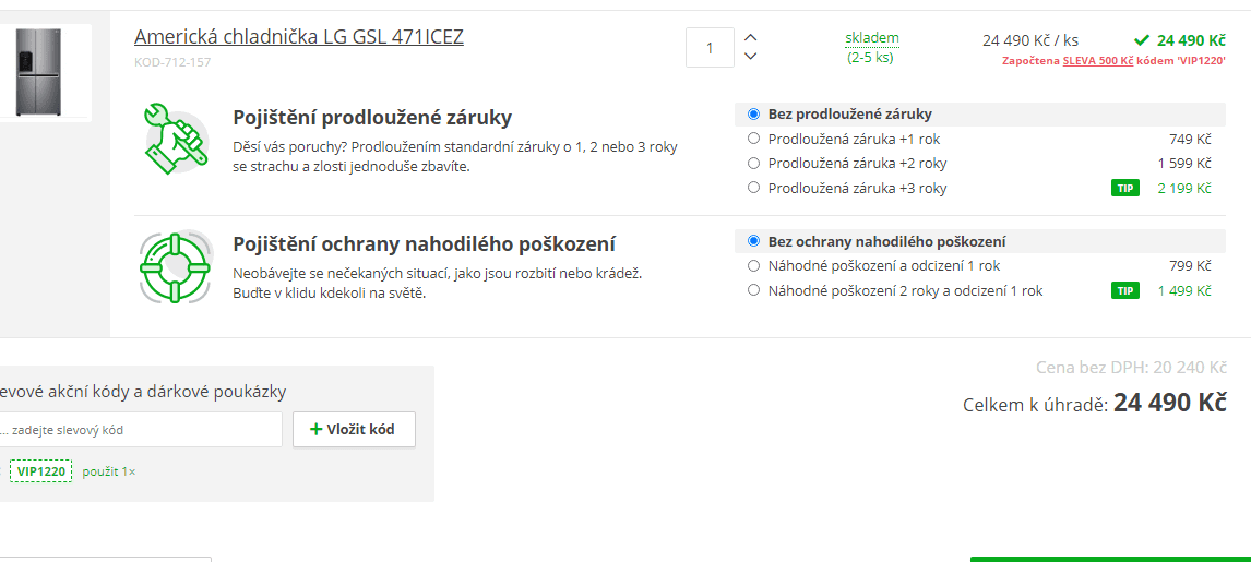 Americká lednice LG, A++, led, 179 cm