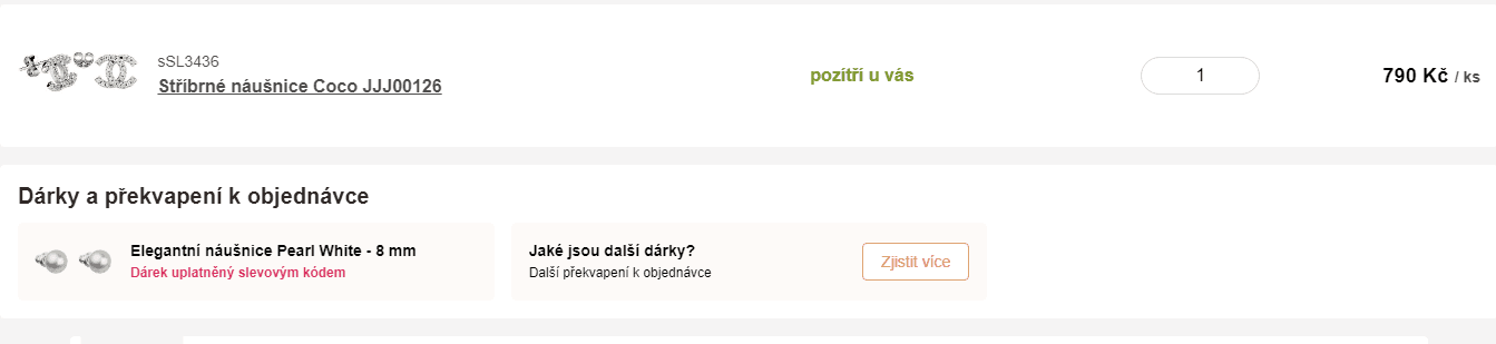 Naušnice zdarma k nákupu šperků