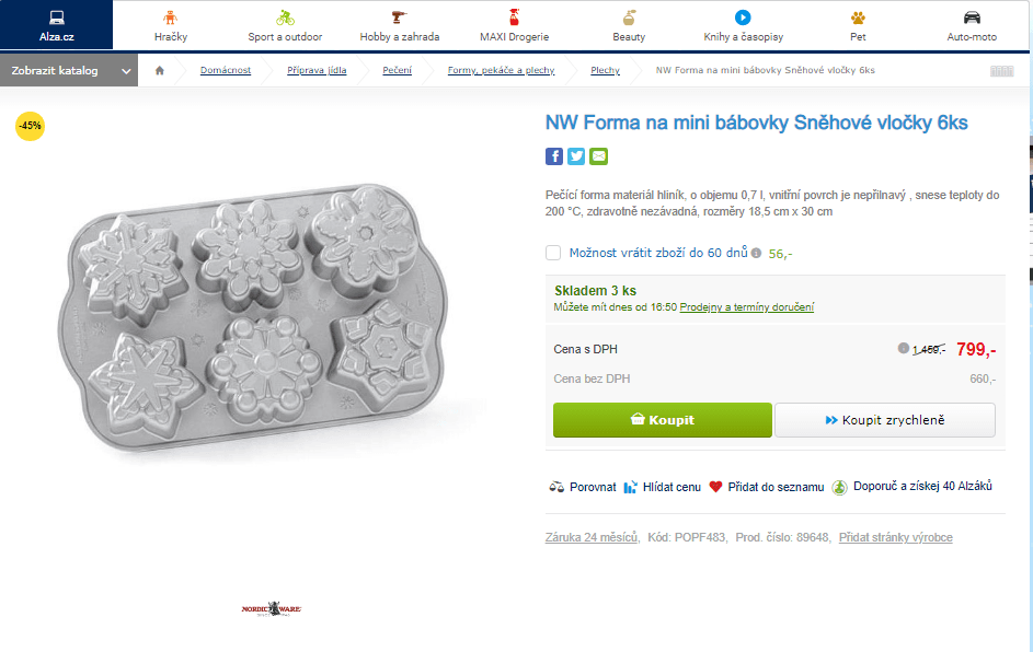 Forma na mini bábovky Nordic Ware 6 ks