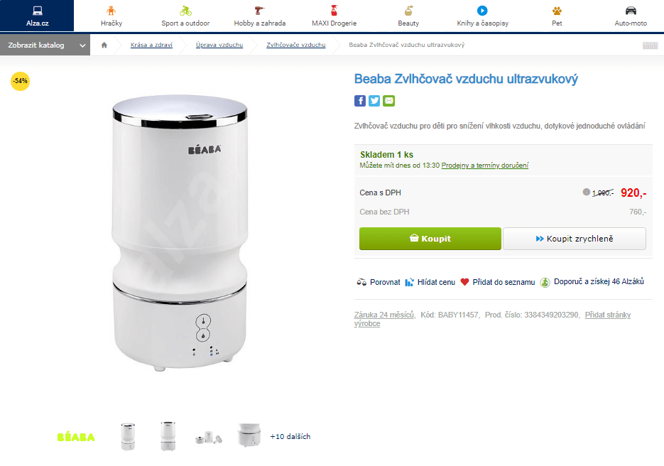 Zvlhčovač vzduchu ultrazvukový Beaba