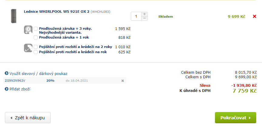 Lednice Whirlpool, 201cm, A++