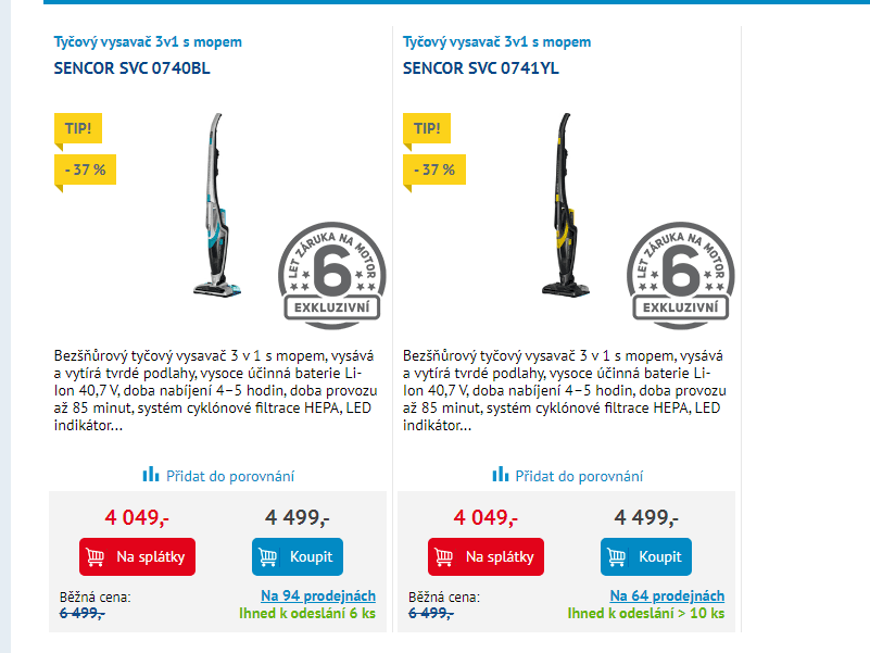 Tyčový aku vysavač, mop, ruční Sencor